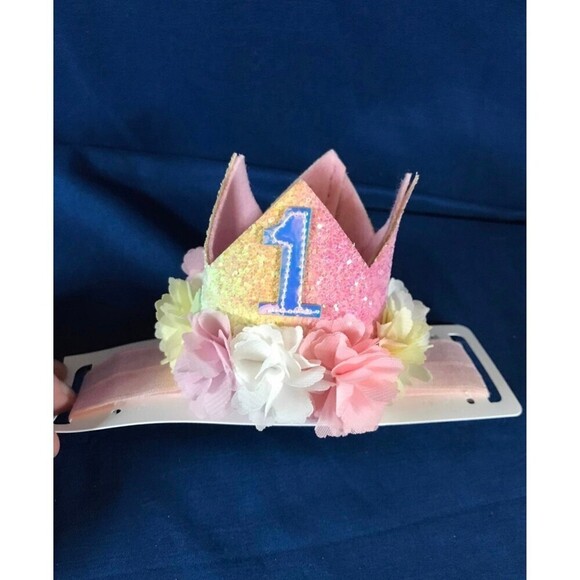 Toddler 1st birthday Pastel Pink Sparkle Headband - Picture 1 of 4